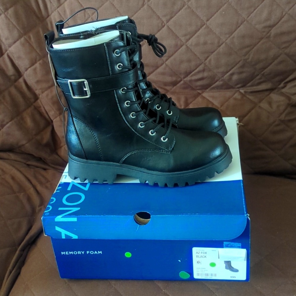 NWT Arizona Fox Combat Boots With Block Heel, Various Sizes